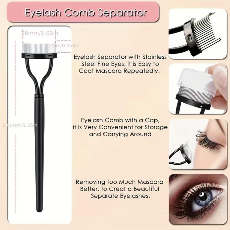 Eye Makeup Tool Set, 16pcs Including Eyelash Curler & Eyelash Comb Separator & Mascara Brush & Double-ended Eyebrow Brush & Eyelash Curler Replacement Pad 4