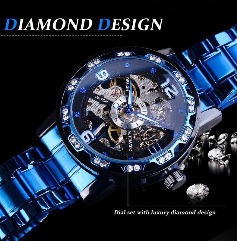 Product Introduction of Men's mechanical watches New Fashion Classic Hollow Rhinestone Manual Manipulator Men's Watch 10