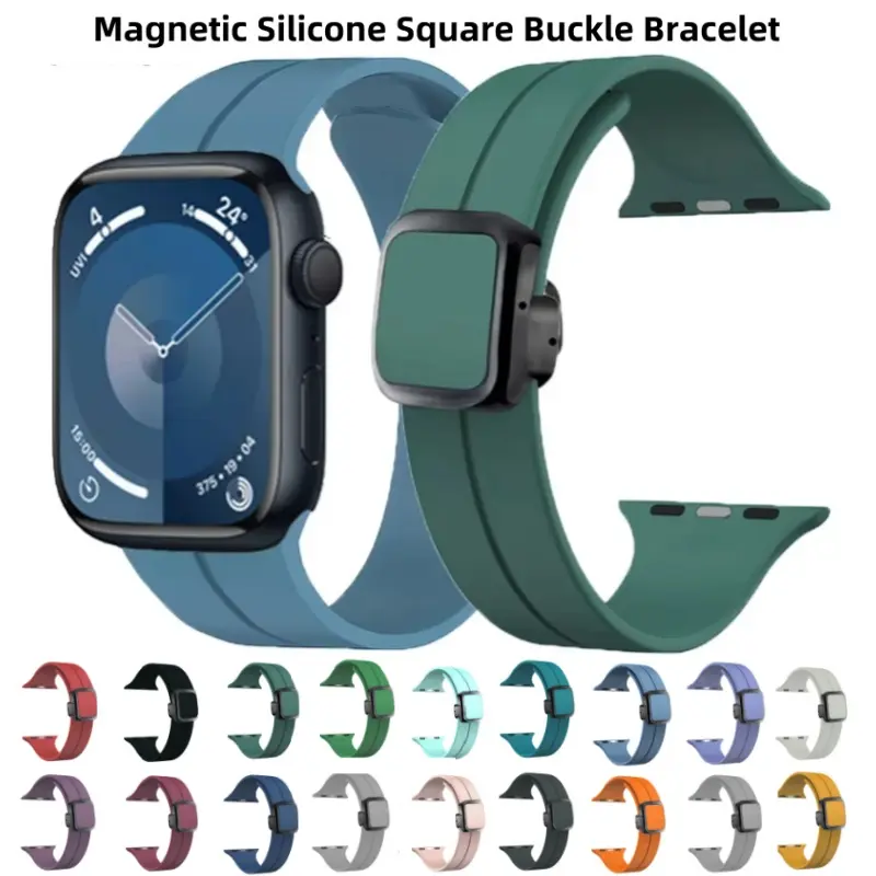 สายยางซิลิโคนสามารถใช้งานร่วมกับ Apple Strap, 46mm 40mm 41mm 42mm 44mm 45mm Magnetic Clasp Bracelet สามารถใช้งานร่วมกับ iWatch Series 10 9 8 7 5 SE 4 3 Ultra 2 49 มม.