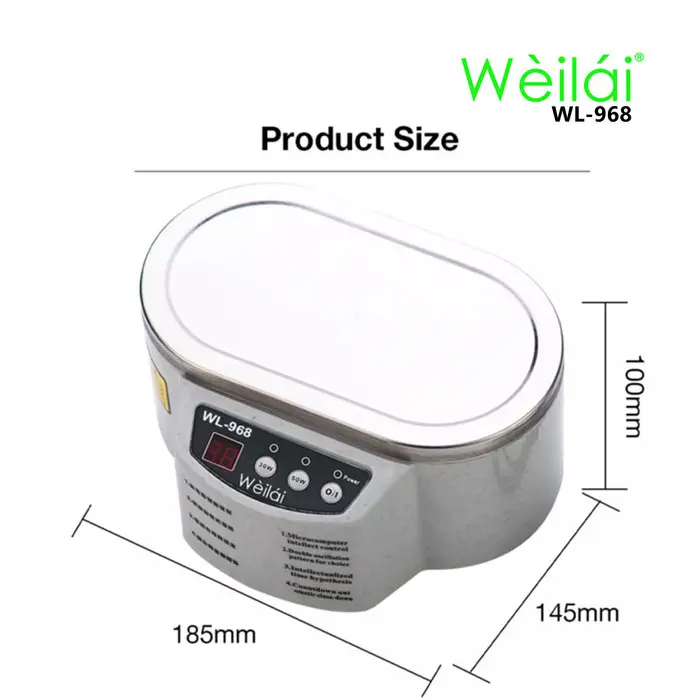 Weilai WL-968 Mesin Ultrasonic Layar Digital Jewelry Glasses Cleaning Cleaner 3
