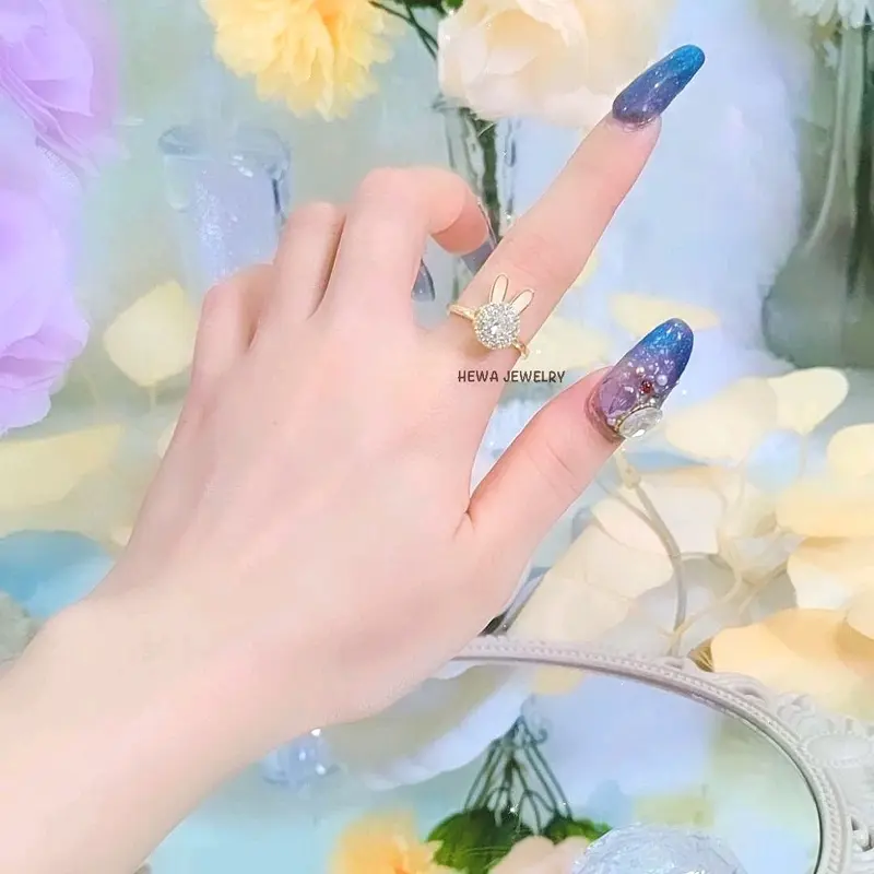 HEWA - LEVY RING - eu0 Cincin Kelinci Putar Full Mata Gaya Modis Korea Fashionable 2