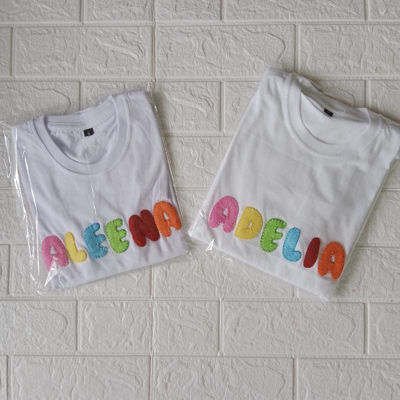 Product Introduction of kaos nama anak bahan Katun kombad adem untuk anak laki-laki dan perempuan usia 0-13 tahun lengan pendek 24