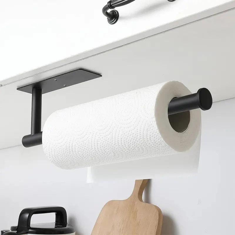 Paper Towel Holder, 1 Count Under Cabinet Kitchen Paper Holder, Self-adhesive/drilling Towel Holder, Stainless Steel Kitchen Utensil Holder, Kitchen Gadgets, Funky Bedroom Accessories, Home Goods 3