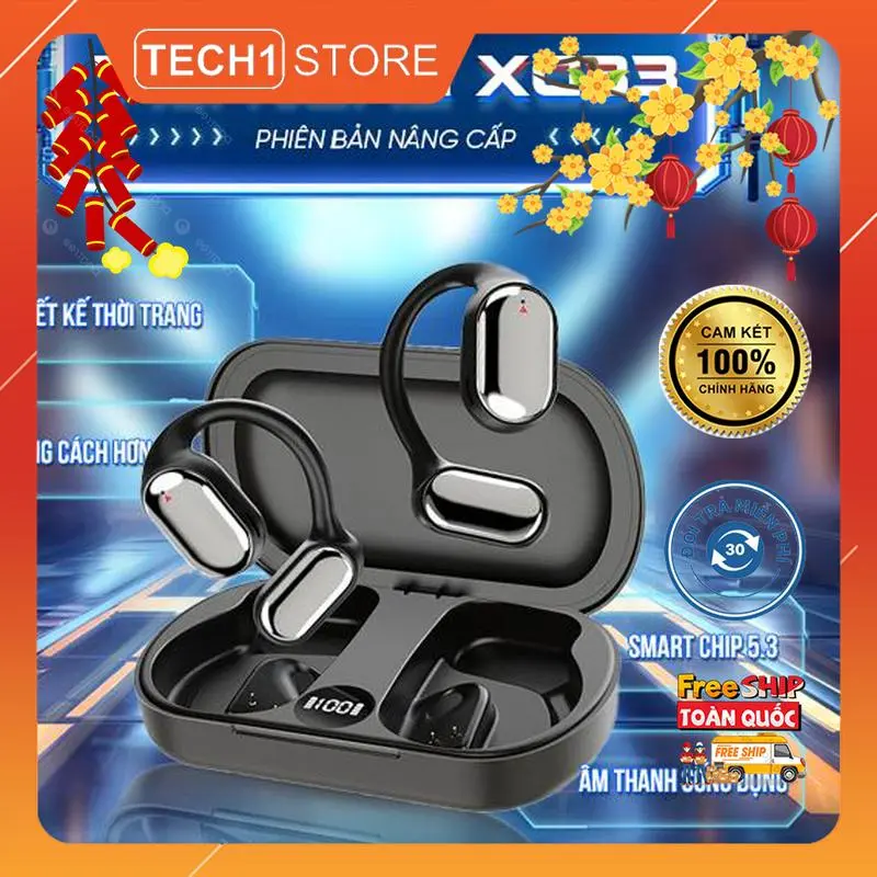 Tai nghe XG-33 Chính Hãng Nhập Khẩu Tech1 Store, kết nối Bluetooth 5.3, đeo lâu không đau tai, thoải mái vận động, kháng nước, kháng lực, thoải mái vận động, Pin trâu nghe được liên tục 10 tiếng