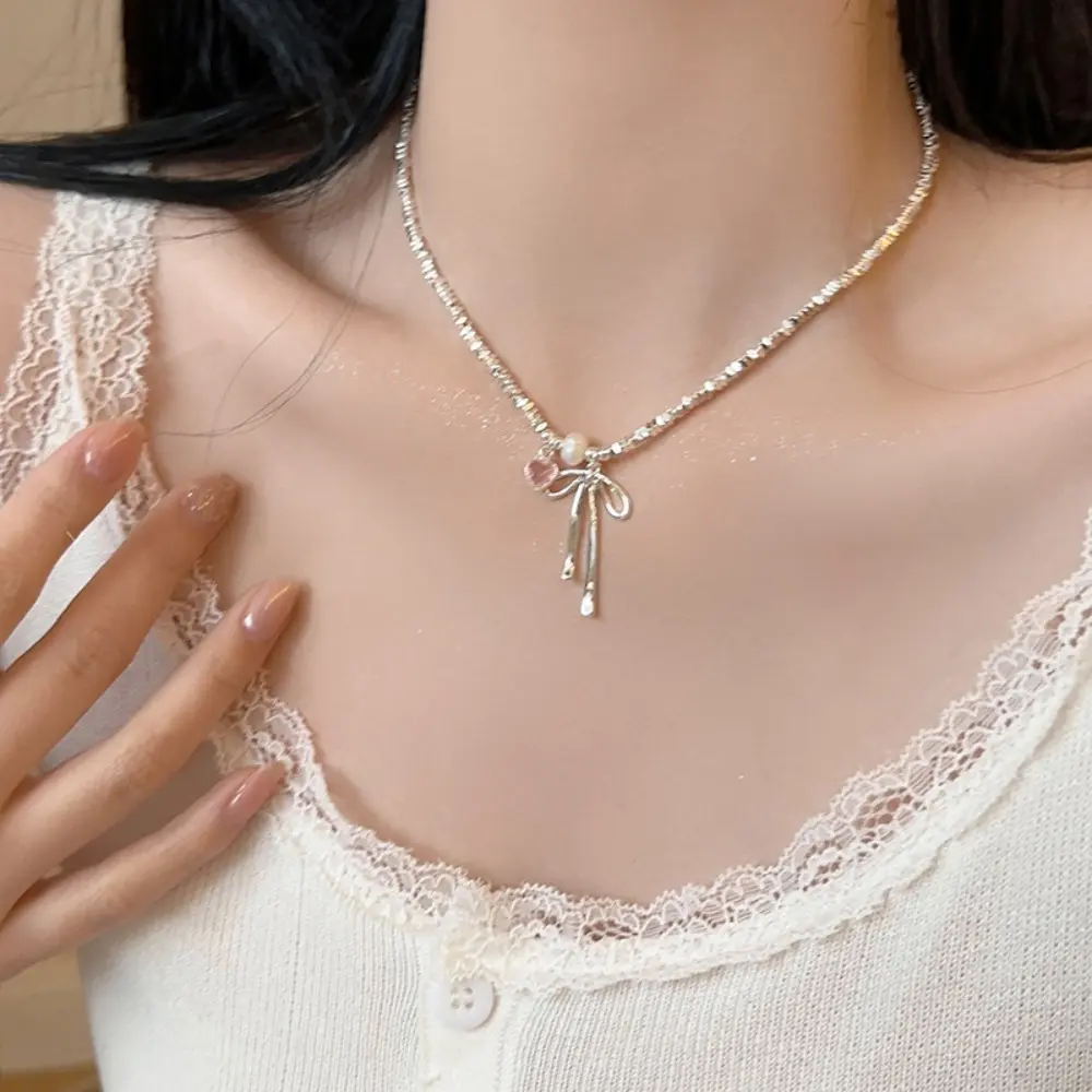 Vòng Cổ Nơ Kim Loại, Thời Trang, Giá Cả Phải Chăng, Sang Trọng, Chất Liệu Tự Nhiên, Vòng Cổ Con, Quyến Rũ Nơ, Bao Gồm Dây Buộc Nơ