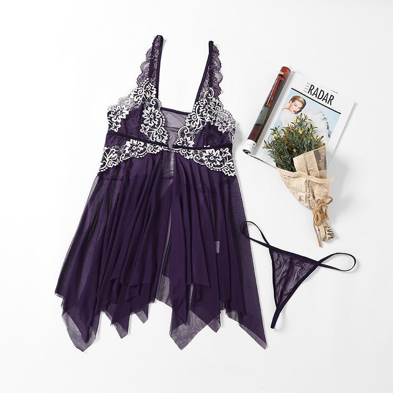 Product Introduction of Women Sexy Night Dress Erotic Lingerie Front Closure  Transparent Lace Underwear 2025 Floral Sleepwear Sex Woman Nightie 19