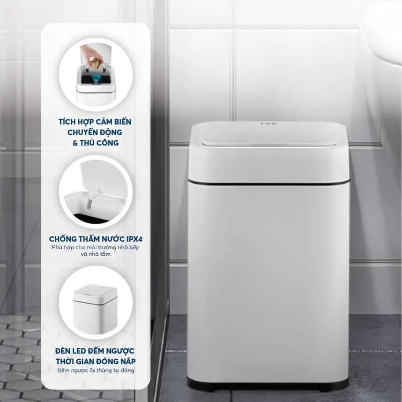 Thùng rác cảm ứng, thùng rác Inox Inochi - nhiều kích cỡ, kiểu dáng, đa công năng, tiện lợi Đồng 0
