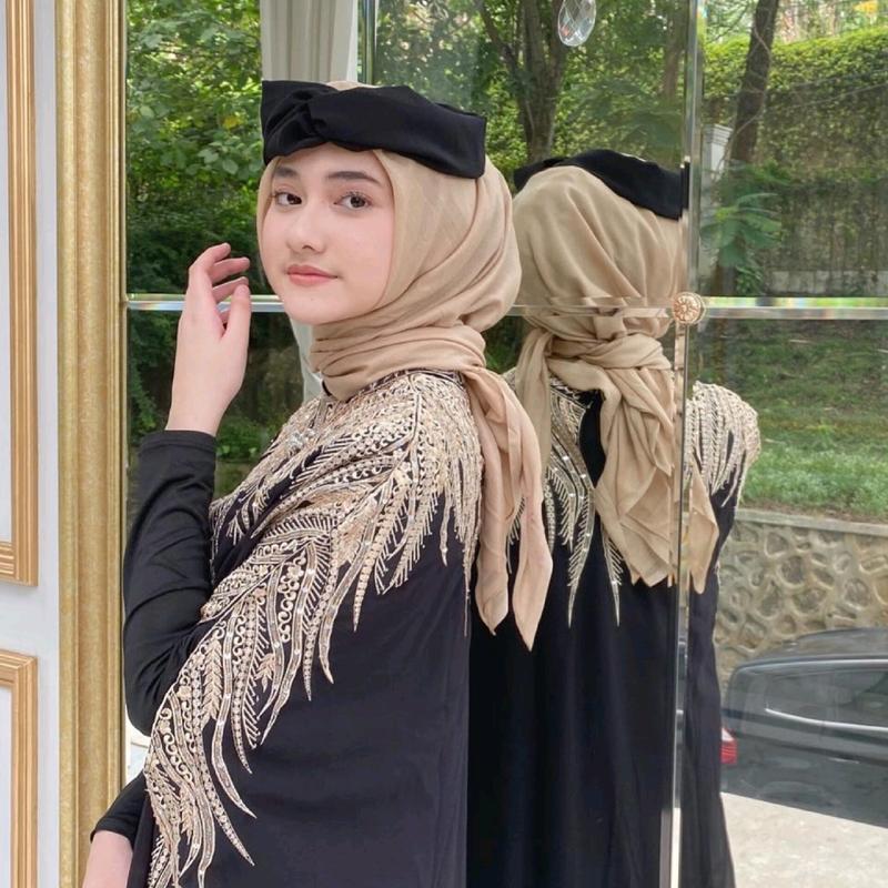 Kaftan Fuji Set Inner Gamis Bordir Manual Langsung Kain Abaya Muslim Bahan Ceruty Mewah Kaftan Dress   Panjang Payet Pesta Kondangan Dewasa Kaftan Hitam Outer Nyatu Kaftan Raya Abaya Raya 2025 5