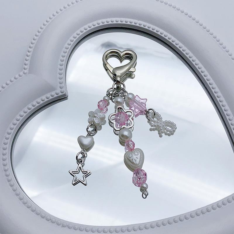 Product Introduction of Bow Phone Pendant Sweet Love Flowers Key Chain Earphone Case Hanging Rope Backpack  Bag Decor Accessories 17