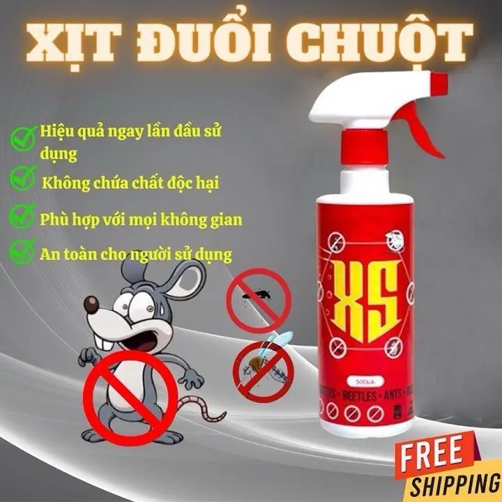Xịt Đuổi Chuột XS 500 ML Thái Lan - Không Mùi, An toàn - Xua Đuổi Chuột, Gián, Côn Trùng Nguồn Gốc Thảo Mộc xit  duo ichuot