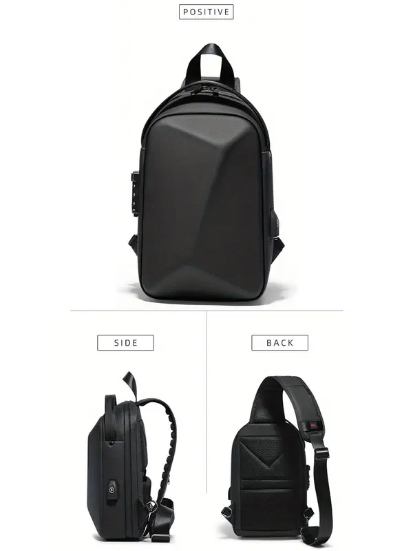 Men's Business Solid Color Sling Bag, Large Capacity Shoulder Bag, Usb Charging & Waterproof Crossbody Bag, Casual Office Computer Bag for Daily Used 8