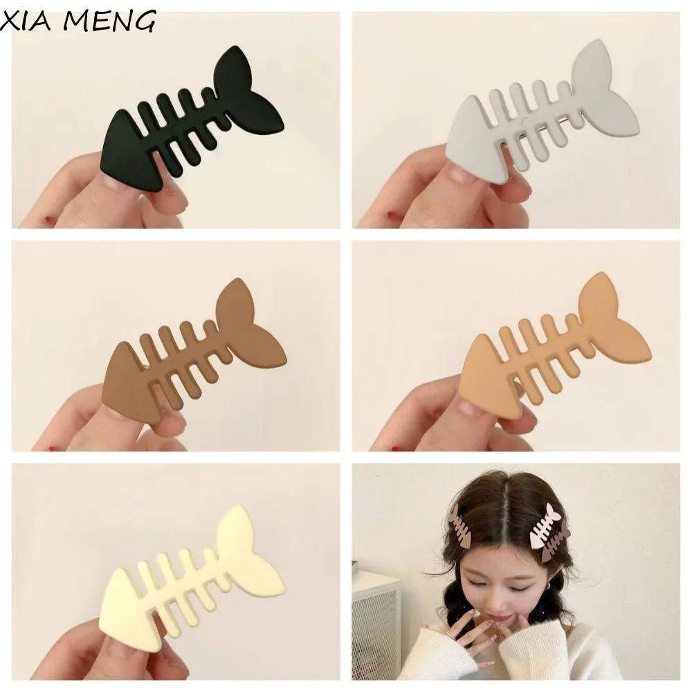XIA MENG Korean Style Animal Fish Bone Hair Clip Plastic Y2k Geometry Hair Accessories Barrettes Headwear Party