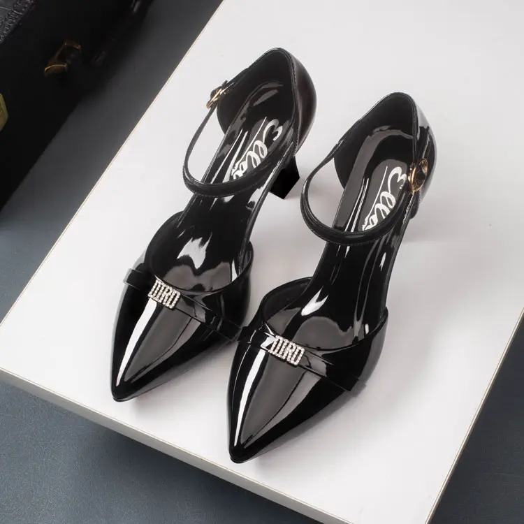 Giày cao gót da bóng đẹp phong cách công sở ELLA cao 7cm mẫu mới phong cách Châu Âu ELA770 Nữ Shoes Đế Cao