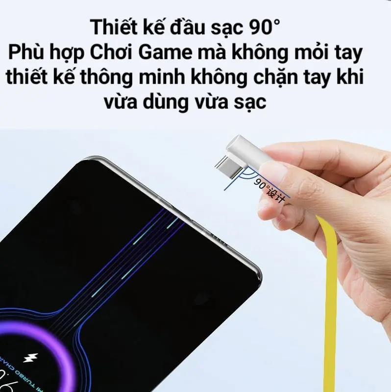 Bộ sạc nhanh 67W dây sạc ngang 90 độ type C có Mi Turbo Charge 67w MAX thập phân chất lượng tốt,dùng cho mọi loại máy Phụ Kiện 1