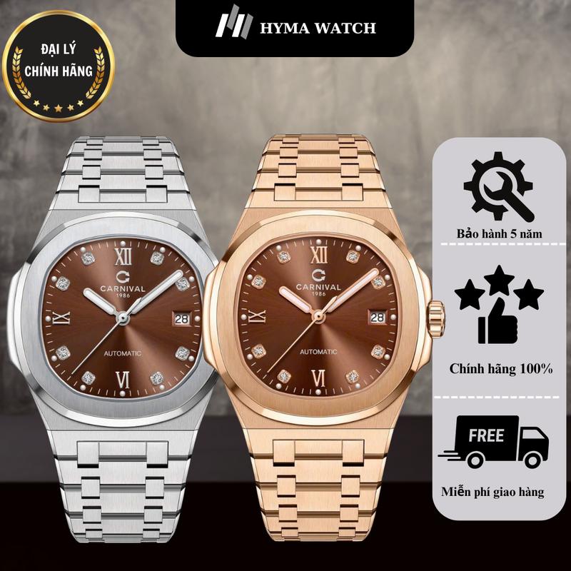 Đồng hồ Nam Carnival 8160G Máy cơ dây thép Bảo hành 5 năm Hyma Watch