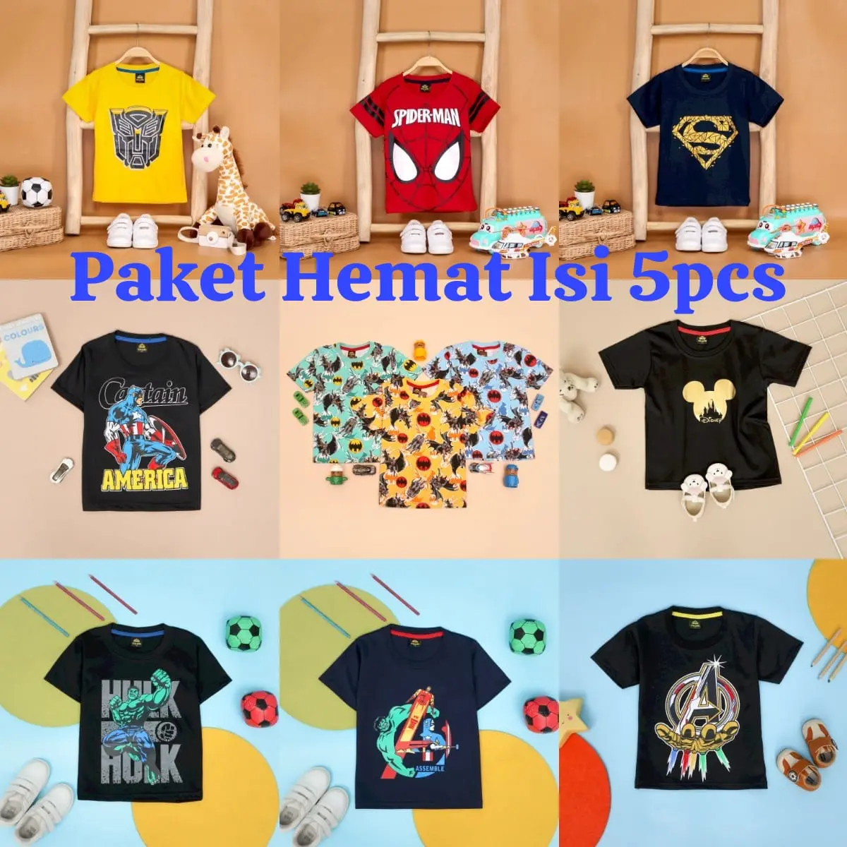 PAKET HEMAT KAOS ANAK LAKI 1-7 TAHUN RANDOM