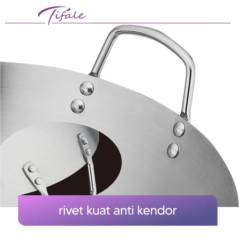 [BELI LOKAL] Tifale Wajan Stainless Tebal 6 Ukuran Dengan Pegangan Stainless Premium Quality Masak Nasi Penggorengan Steel Kitchenware 5