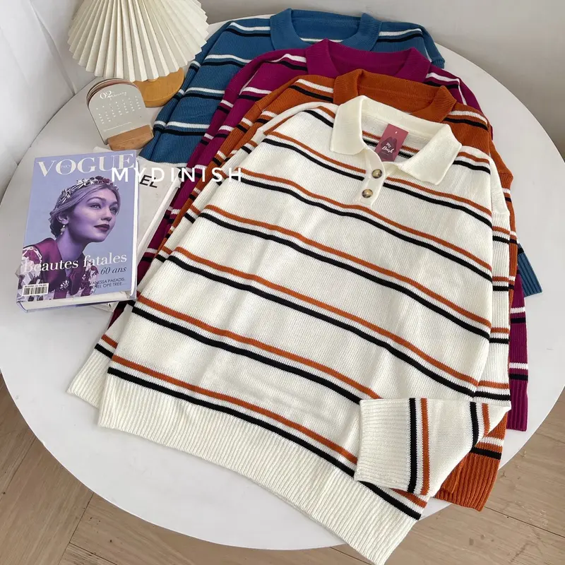 Polo Levronka Blouse - Atasan Rajut Wanita Korea Baju Kerah 0