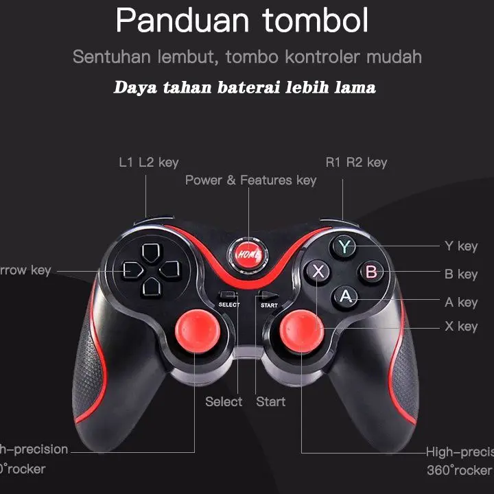 Gamepad X3 Wireless Controller X3 Gamepad Joystick Bluetooth Plus Holder HP Gamepad X3 Bluetooth Merah 1