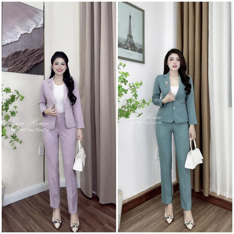 TJ3954 Set nguyên bộ quần dài Áo Vest nữ Women Top