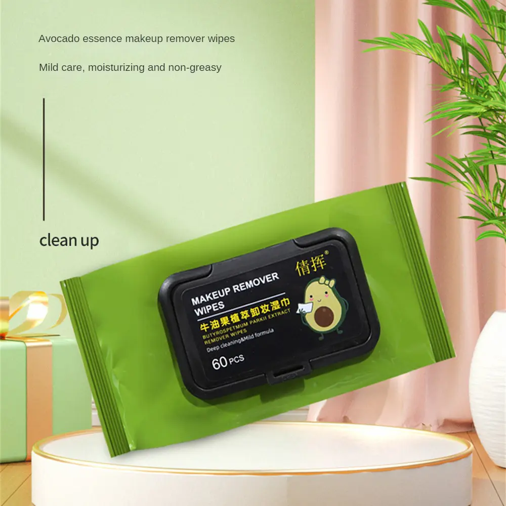 Avocado Makeup Remover Wipe for Deep Cleaning of Eyes Lips and Face Disposable Extractable Makeup Remover Wipe