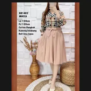 tunik nissa tunik pakian terviral terbaru Casual Crepe Wanita Dress Baju Midi Maxi Remaja Atasan Kondangan