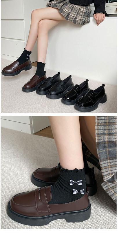 Product Introduction of Black Soft Girl Leather Shoes Women's British Style 2023 Autumn New All-Match Flat Japanese JK Uniform Flat Pumps 5