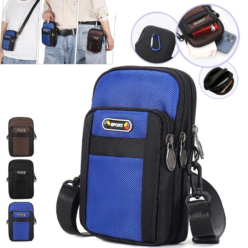 Túi Đeo Hông Cho Nam, Hàng Mới Về, Túi Đeo Hông Ba Lớp, Túi Đựng Điện Thoại, Túi Đeo Thắt Lưng Ngoài Trời, Thời Trang, Túi Đeo Chéo Nhỏ