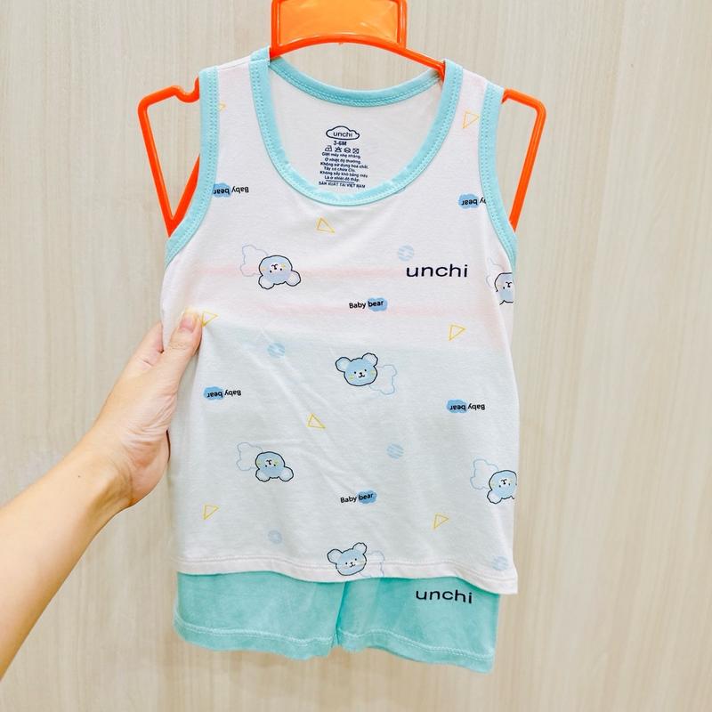 Bộ quần áo balo thun lạnh unchi hoa văn cho bé trai be gai 4 đến 15kg