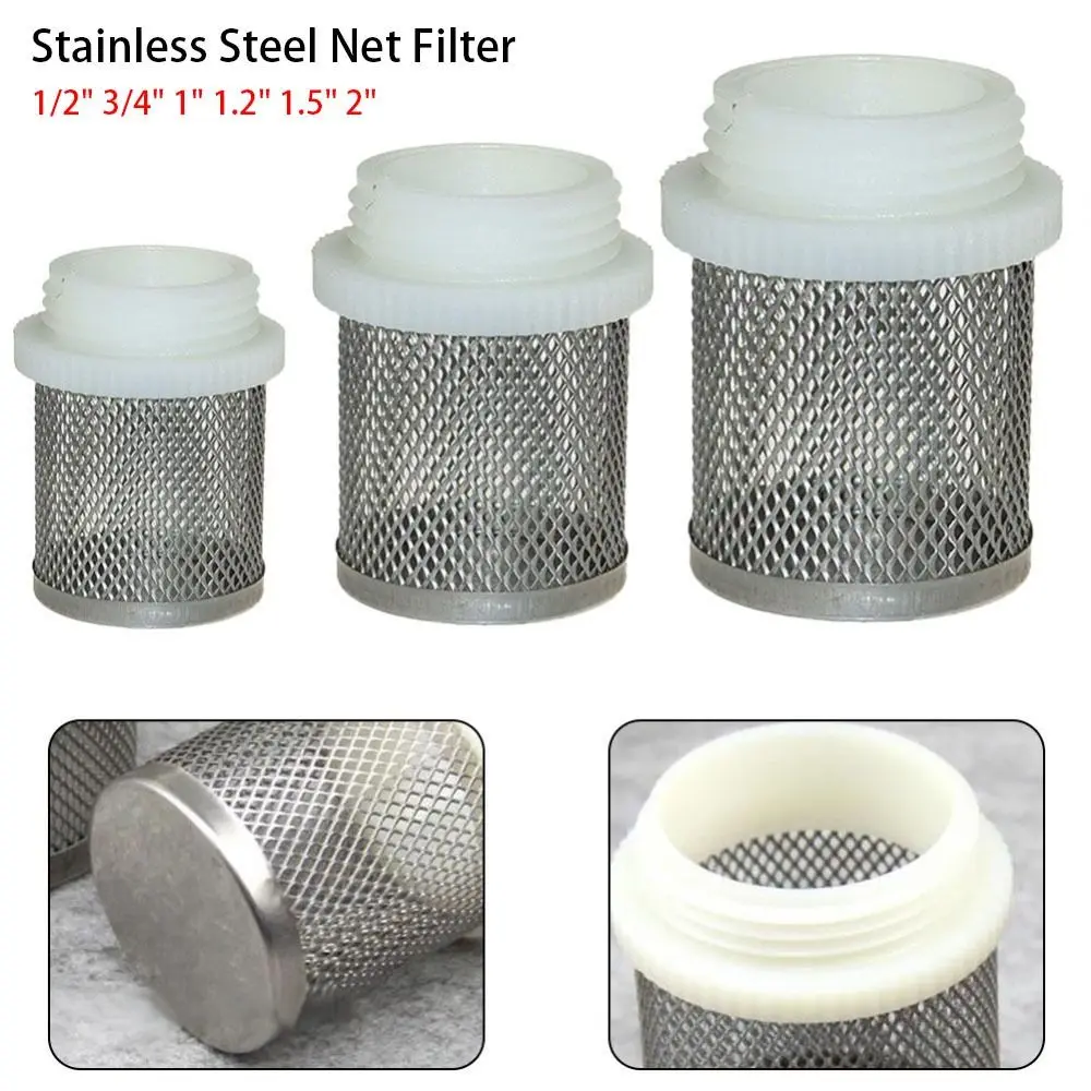 Bộ lọc ống sạch nước, bền, phù hợp với máy bơm nước, 1 mảnh, với lưới lọc màng lọc, có sẵn trong các kích cỡ 1 / 2 ", 3 / 4" và 1 ", được làm bằng thép không gỉ 304, thích hợp cho thủy canh tưới nhỏ giọt, bể cá, 1 mảnh