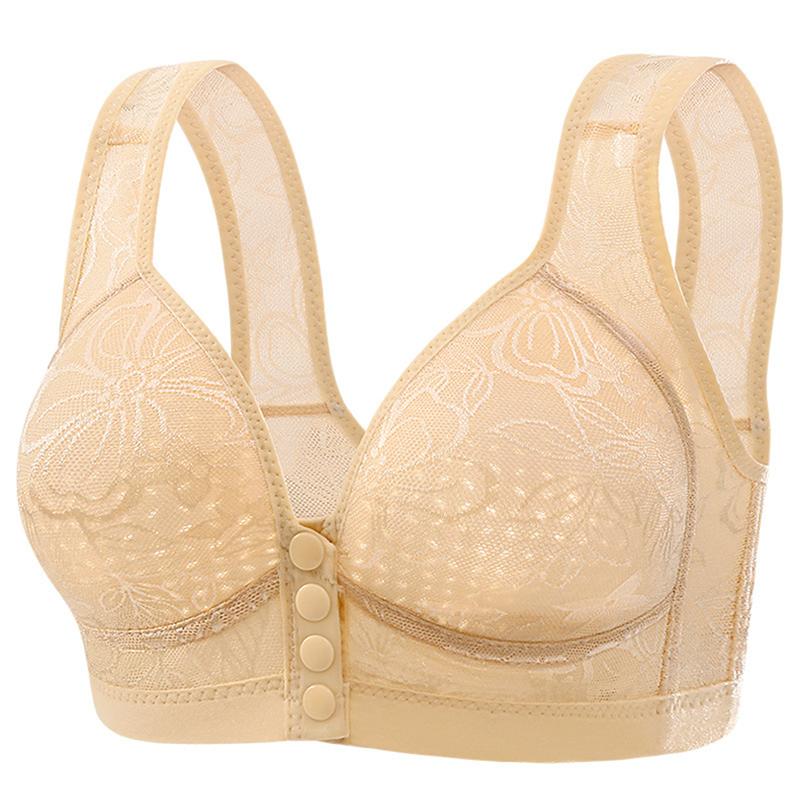 Product Introduction of New Large Size Beautiful Back Breathable Gather Sweat-absorbent No Steel Ring Front Buckle Side Breast Mother Bra 24
