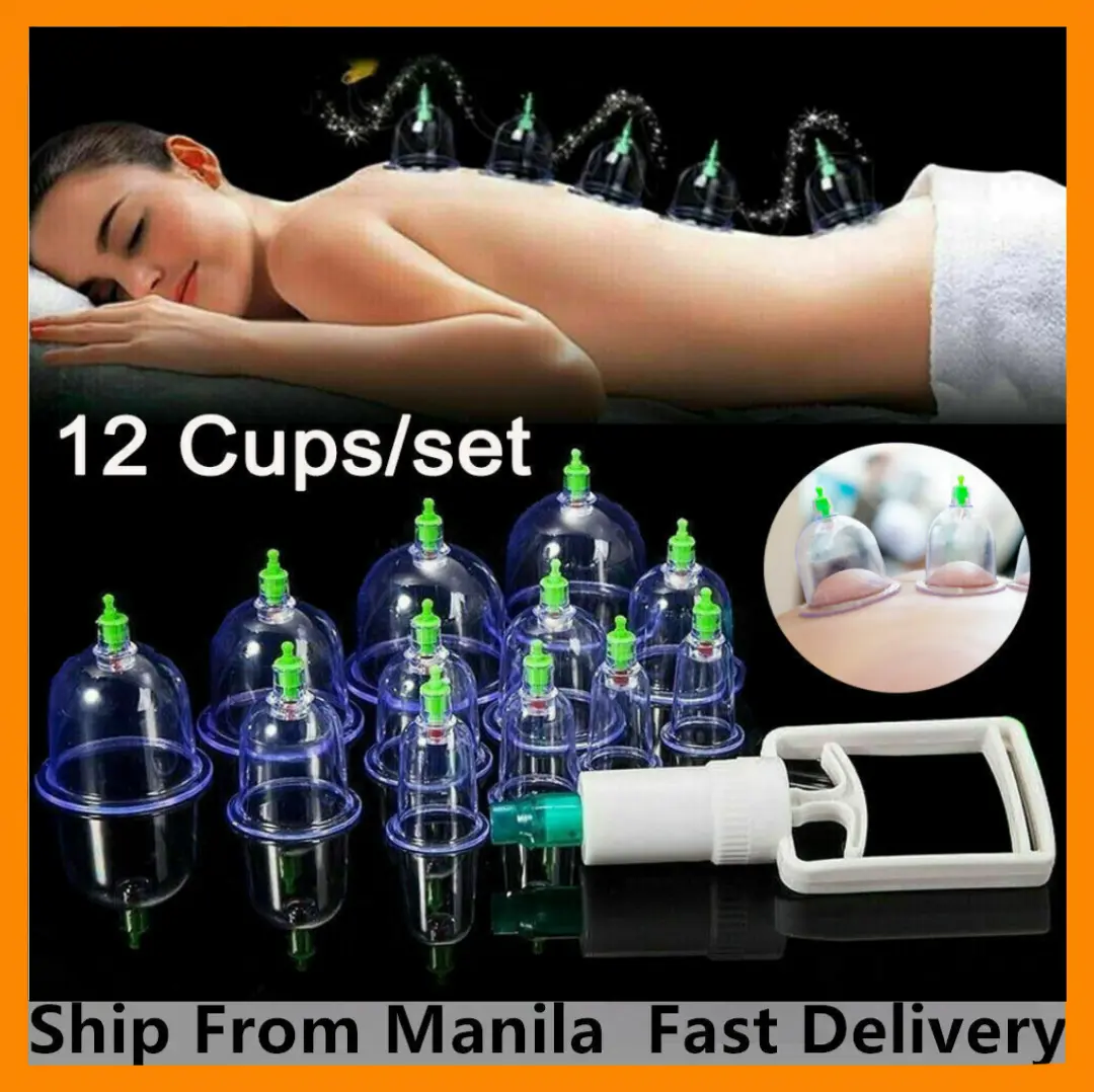 12 Cups Set Medical Chinese Body Vacuum Cupping Healthy Suction Therapy Massage