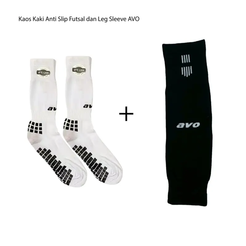 Kaos Kaki Avo Futsal Sepak Bola Anti Slip Pendek Panjang Sambung Dummy Slevee Hitam Putih Original 2
