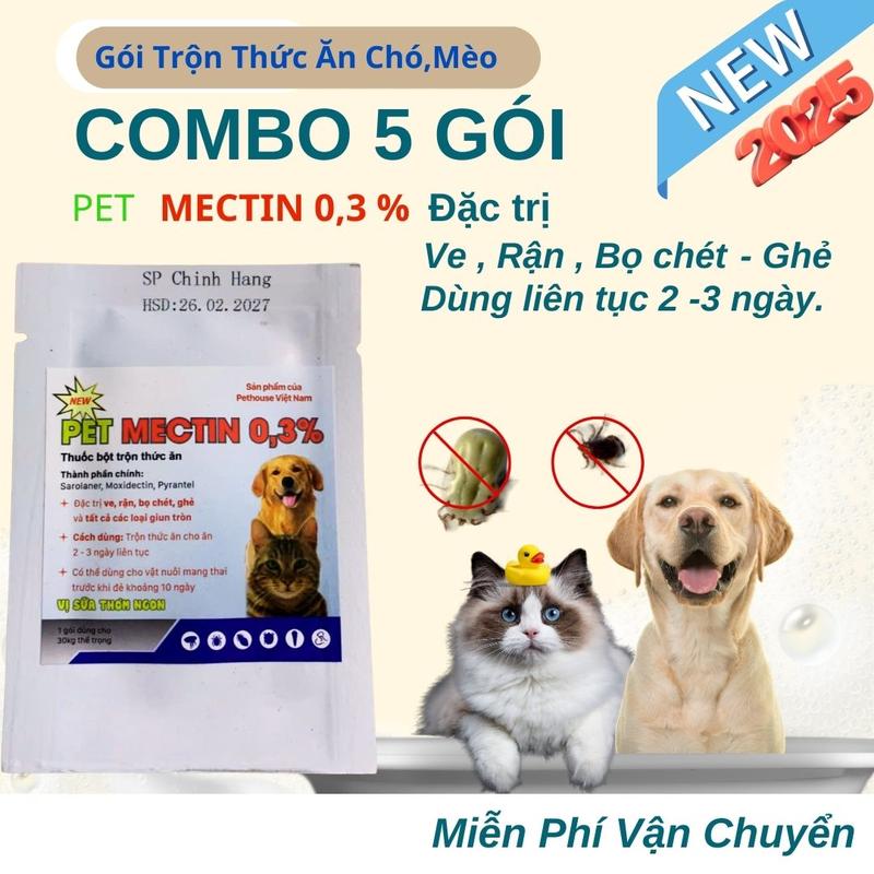 [ 5 Gói ] PET MECTIN loại bỏ Ve,Rận,Bọ Chét-Ghẻ trên Cún yêu. - TikTok ...