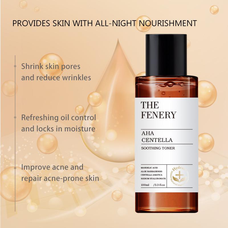The Fenery 5pcs AHA Centella  Toner & Salicylic Acid Cleanser & Niacinamide Brightening Serum & Niacinamide Whitening Sunscreen & Ceramide Cream - Facial Wash Jerawat Ceramide Moisturizer Wajah Niacinamide Brightening Suncreen Serum Toner Wajah Pencerah 4
