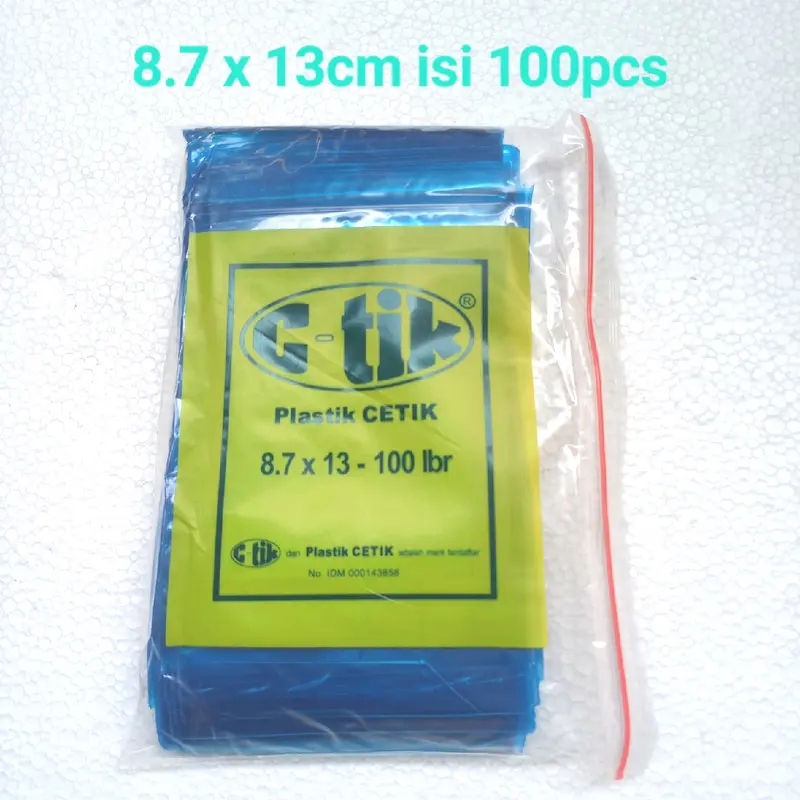 Plastik Klip 7 x 10cm isi 100 Lembar Biru Sablon Klip Obat 8.7 x 13cm Klip Obat 10x15 Sablon Biru 1
