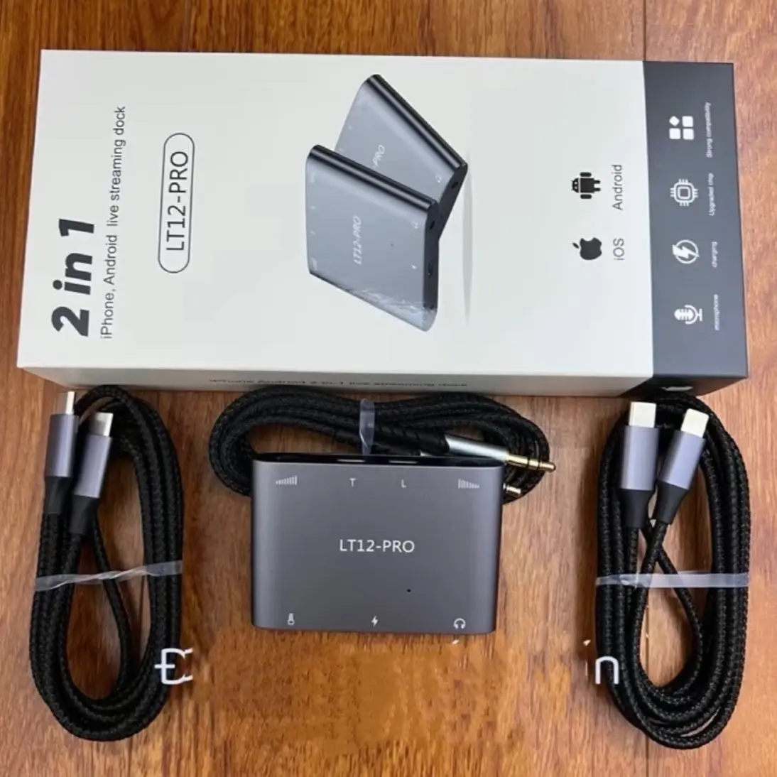 Box livestream STEREO mới nhất LT12 PRO bản nâng cấp 2024 , Dùng cho IP và Type C đầy đủ dây kết nối bảo hành 1 năm USB Type-C Multicoloured