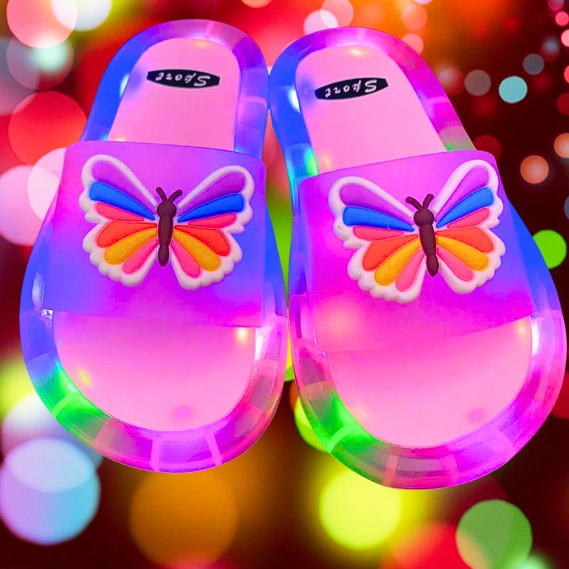 Dép Đèn Nháy Phát Sáng Cho Bé Gái Hình Bướm Xinh Siêu Cute cao cấp mẫu mới 2024 Thay Được Pin ,dép có đèn phát sáng trẻ em Sandal Voi
