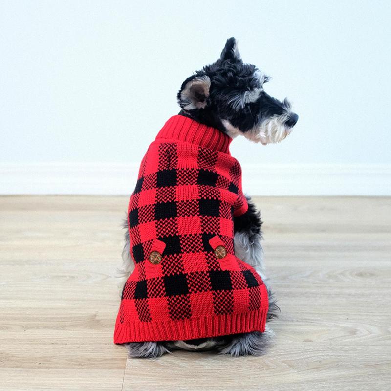 Plaid Print Pet Sweater, Soft Warm Pet Knitwear for Small Dogs, Casual Comfortable Pet Clothes for Autumn & Winter, Dog & Cat Clothing Supplies, Christmas Gift 3