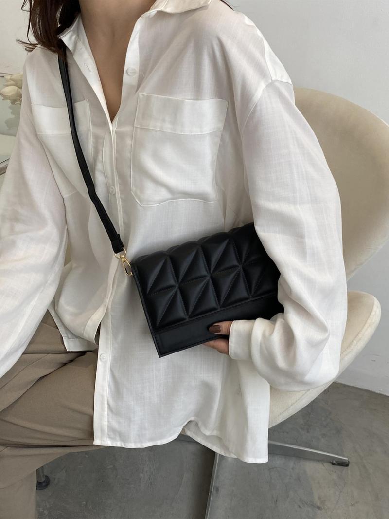 Product Introduction of Women's Fashion Solid Color Quilted Flap Square Bag, Elegant Shoulder Bag For Daily Used, All-match Commuter Bag 2