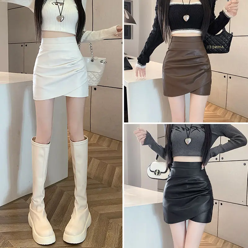 Chân Váy Da PU Bất Đối Xứng Dành Cho Nữ, Cạp Cao, Chân Váy Uốn, Bó Sát, Chân Váy Bó Chữ A Thanh Lịch, Thích Hợp Cho Mùa Xuân Và Mùa Thu, Năm 2025