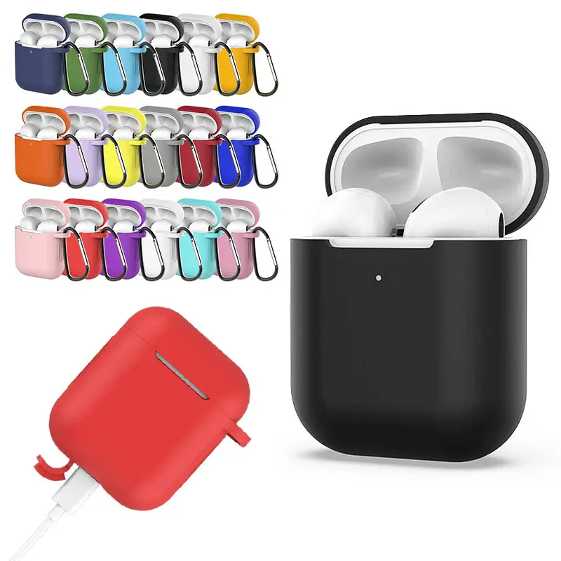 Silicone Cover For Airpods 1/2 Luxury Wireless Earphone Protective Cover Drop Proof Housing With Hook Headphone Accessories