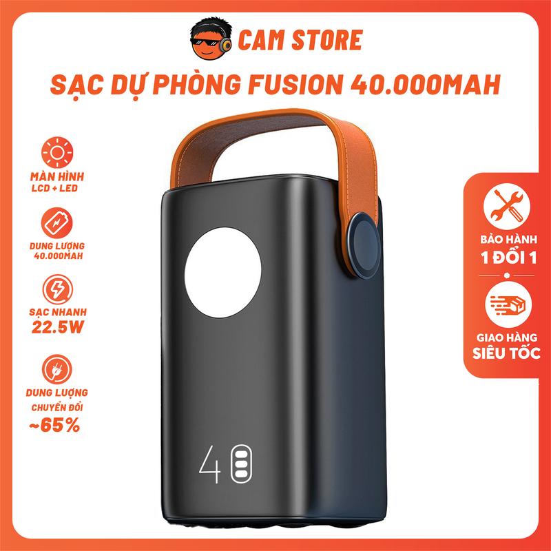 Sạc Dự Phòng FUSIONX FX401 40.000mAh - Cell Pin NV Tích Hợp Đèn Led Sạc Nhanh PD PPS 22.5W Sạc Đa Thiết Bị | FX401