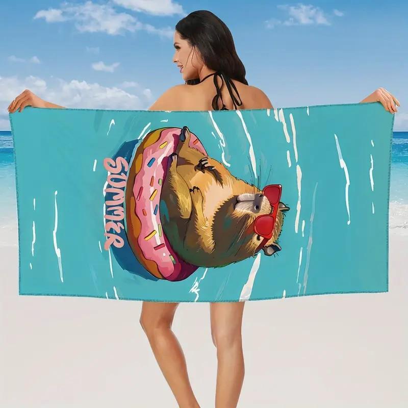 Donut Pattern Beach Towel, Creative Pattern Lightweight Beach Towel, Soft Water Absorbent Towel for Camping Yoga Travel Swimming 4
