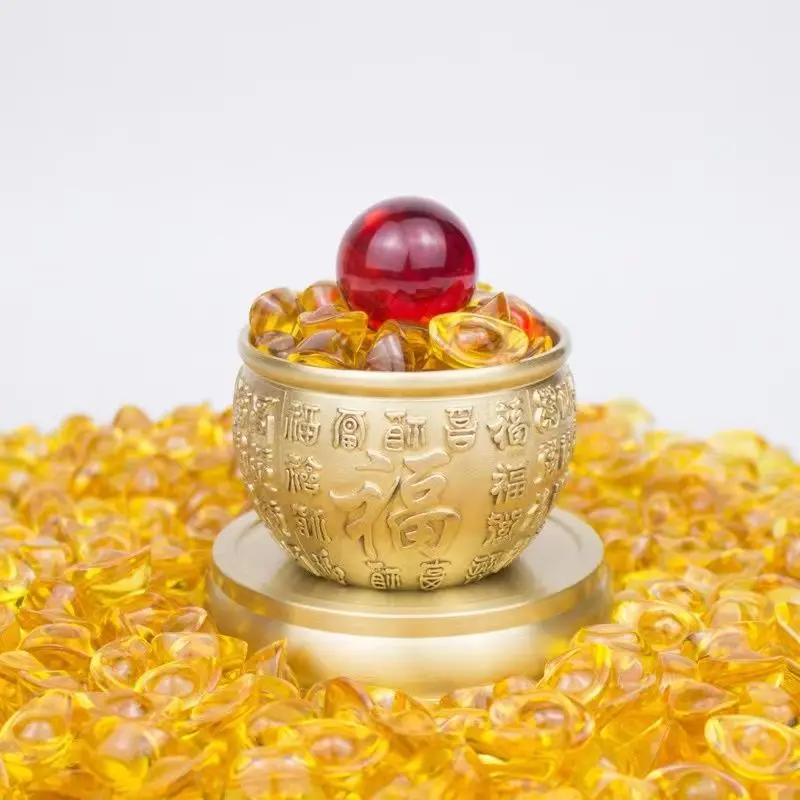 Topaz crystal ingot decoration rice jar rich glass gold ingot creative decoration
