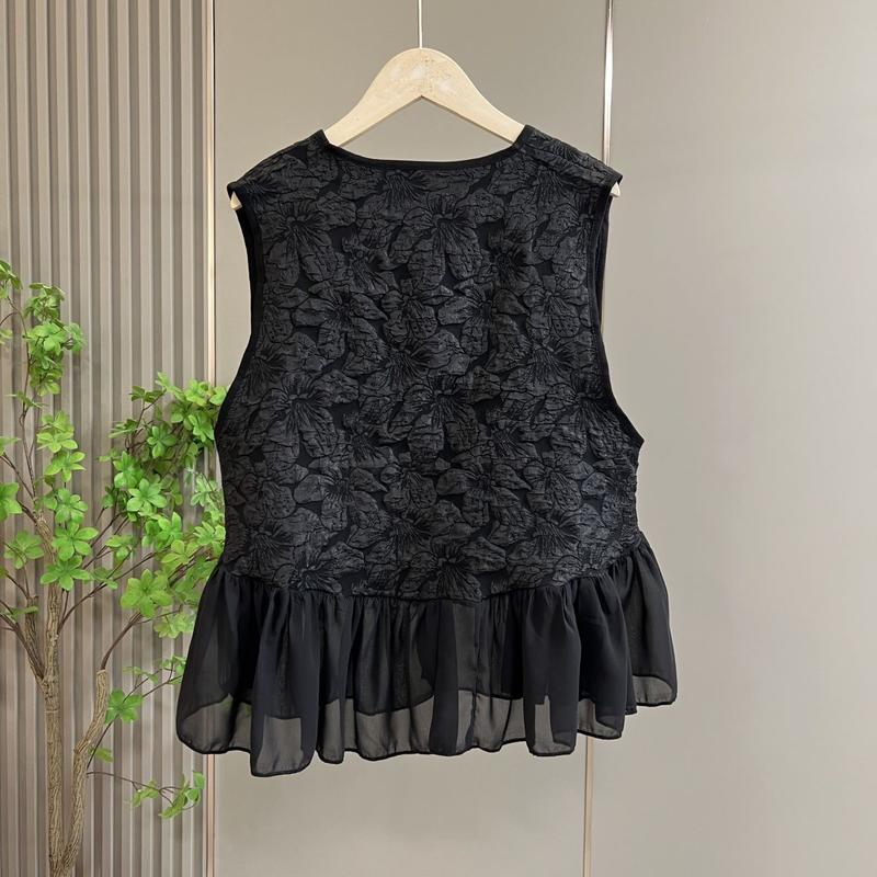 Áo Vest Dễ Phối Đồ Phong Cách Mùa Thu, OOTD, Ren Thanh Lịch Và Giá Cả Phải Chăng, Thiết Kế Không Tay Số Lượng Ít Thời Trang Thường Ngày Màu Đen 4