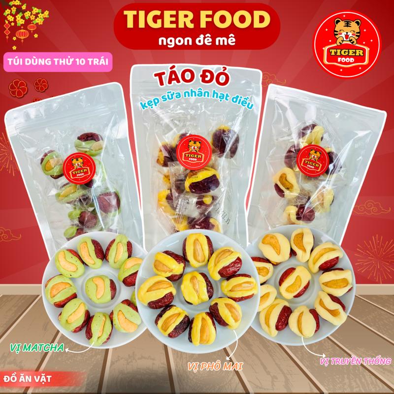 [ DÙNG THỬ ] Táo đỏ kẹp sữa nhân hạt điều 10 Trái TIGER FOOD Táo đỏ Tân Cương kẹp sữa nhân hạt điều - Đồ ăn vặt - bánh kẹo tết 2025 táo snack thức ăn Nuts