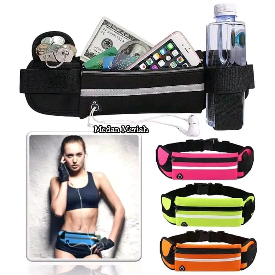 Running Belt Waterproof L Tas Pinggang Lari Sepeda Olahraga Sport Go belt gym waist bag waistbag Medan meriah meriahshoppe