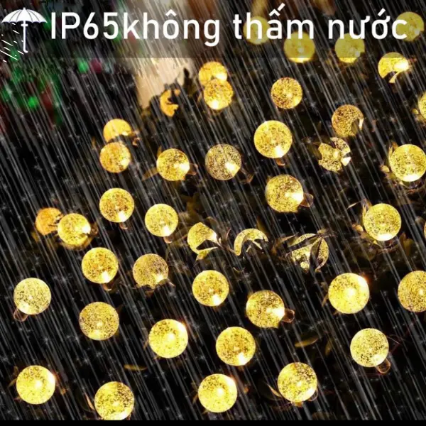 Đèn led nháy trang trí nhà cửa, trang trí cây thông noel lễ tết, đèn năng lượng mặt trời quả cầu bi bọt 30-50-100 bóng led 5