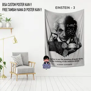 POSTER KAIN ALBERT EINSTEIN - hiasan dinding - pajangan dinding - aksesoris dinding kamar alber einstein - Ukuran 90x140cm